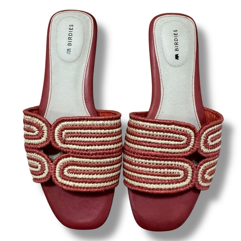 Birdies The Kiwi Raffia Slide Sandals Terracotta Women’s Size 6